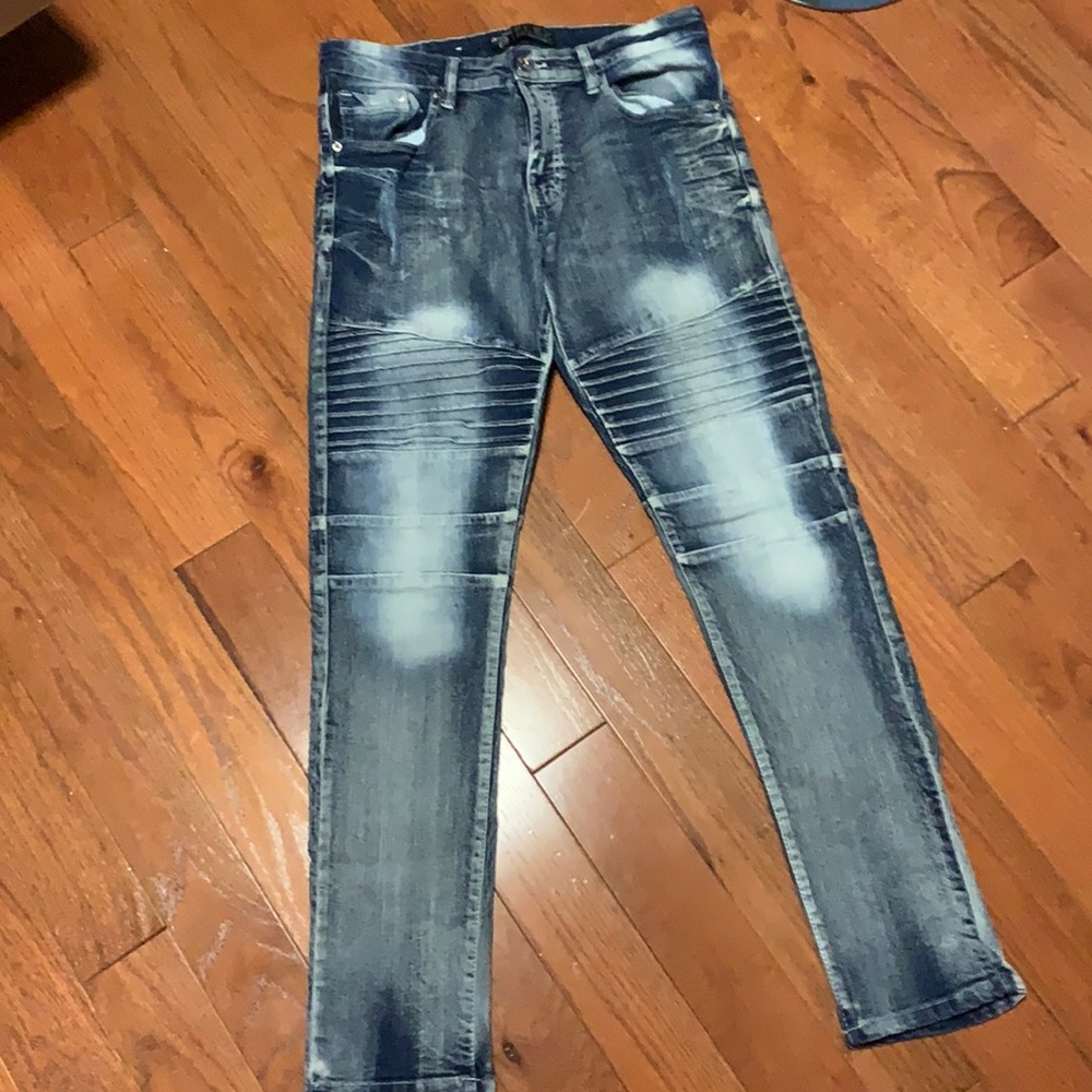 Stylish Men's Distressed Jeans - Black and Gray